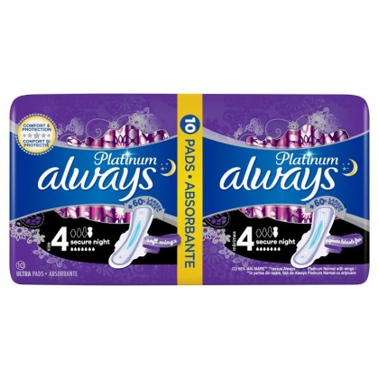 Always absorbante Platinum Secure Night marimea 4, 10 bucati