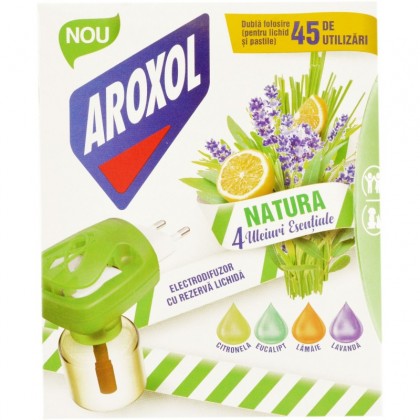 Aroxol Natura aparat electric impotriva tantarilor dubla utilizare lichid sau pastile (include 1 rezerva lichida)