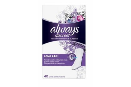 Always absorbante zilnice pentru incontinenta urinara Discreet Long 40 bucati