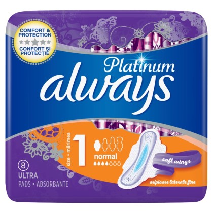 Always absorbante Platinum Normal marimea 1, 8 bucati