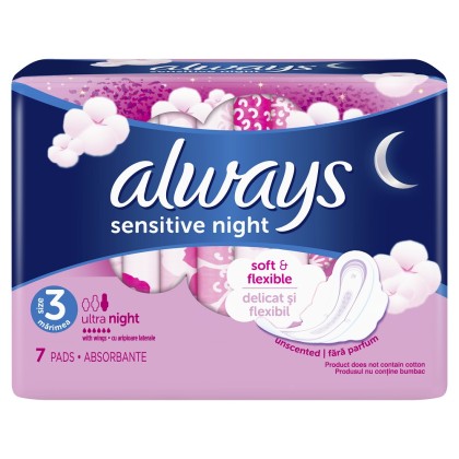 Always absorbante Sensitive Night marimea 3, 7 bucati