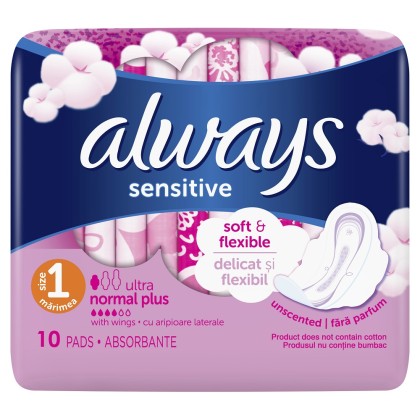 Always absorbante Sensitive Normal marimea 1, 10 bucati