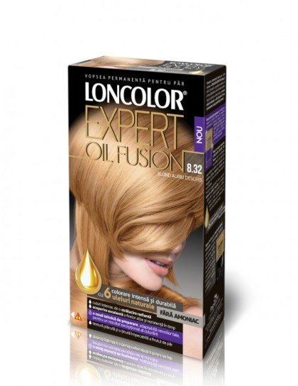 Loncolor vopsea pentru par Expert Oil Fusion 8.32 Blond auriu deschis