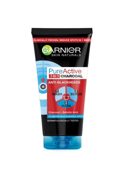 Garnier gel de curatare pentru fata Pure Active 3in1 Charcoal 150ml