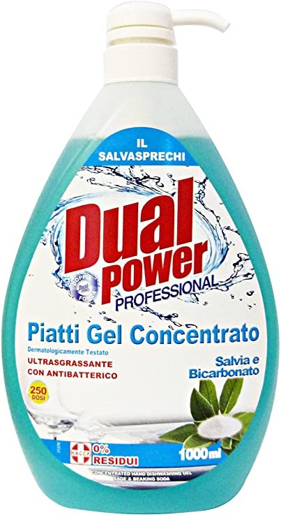 Dual Power detergent pentru vase concentrat 1l Bicarbonat si salvie