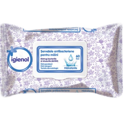 Igienol servetele antibacteriene pentru maini 60 bucati Hidratante