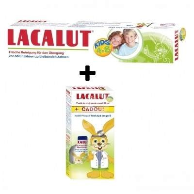 Lacalut pachet Apa de gura 300ml Kids 6 ani + Pasta de dinti 75ml Kids 4 - 8 ani