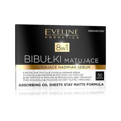 Eveline servetele matifiante pentru ten gras 50 bucati